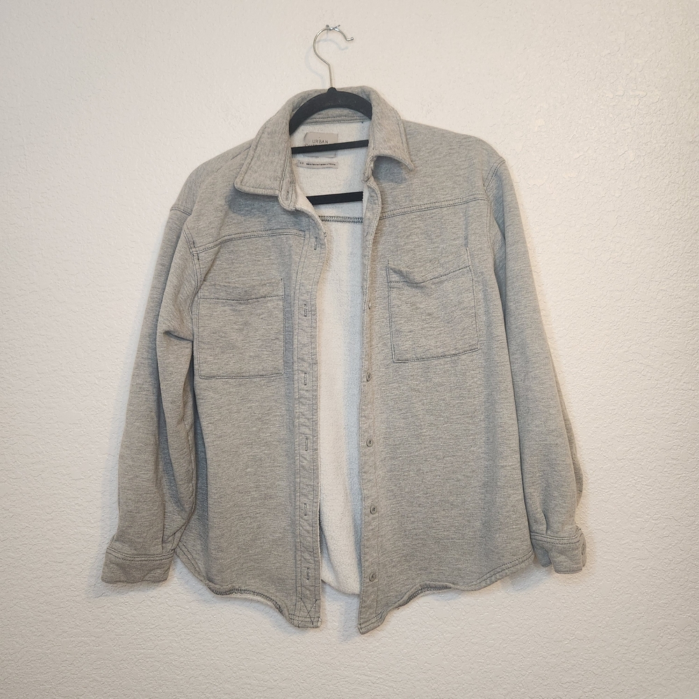 urban Outfitters Gray Button-Up Shirt Jacket size S